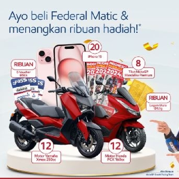 Buktikan Kehebatan Federal Matic, Andy Rebut Xmax dan Novita Raih Honda PCX