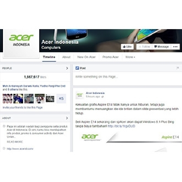 Akun Facebook Acer Indonesia Raih Penghargaan The Most Socially Devoted  Brand